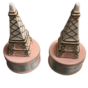 New Eiffel Tower Ceramic salt and pepper shakers.